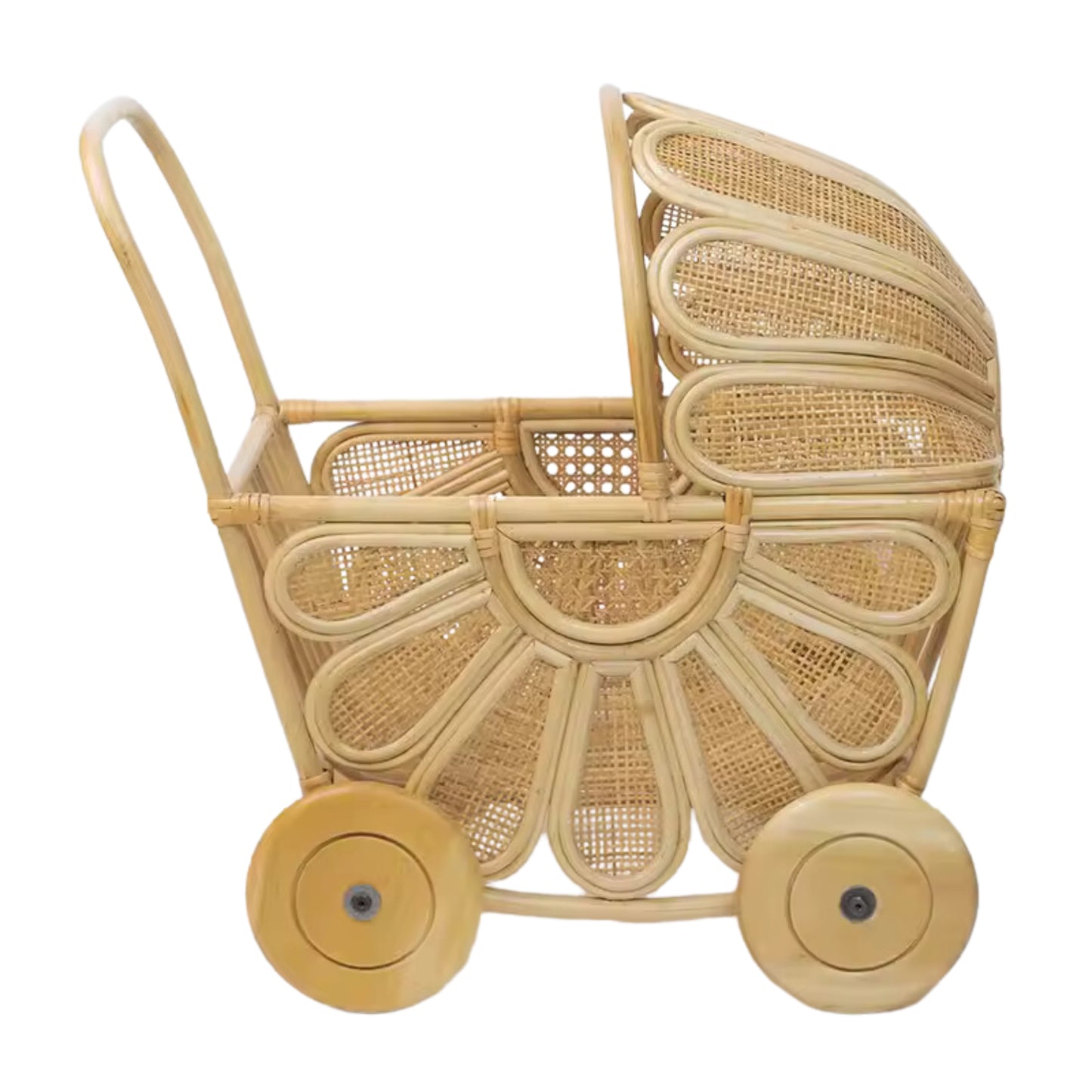 Flower Rattan Doll Pram