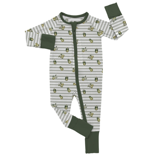 Pear Orchard Stripes Bamboo Footies