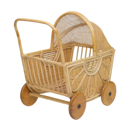 Flower Rattan Doll Pram