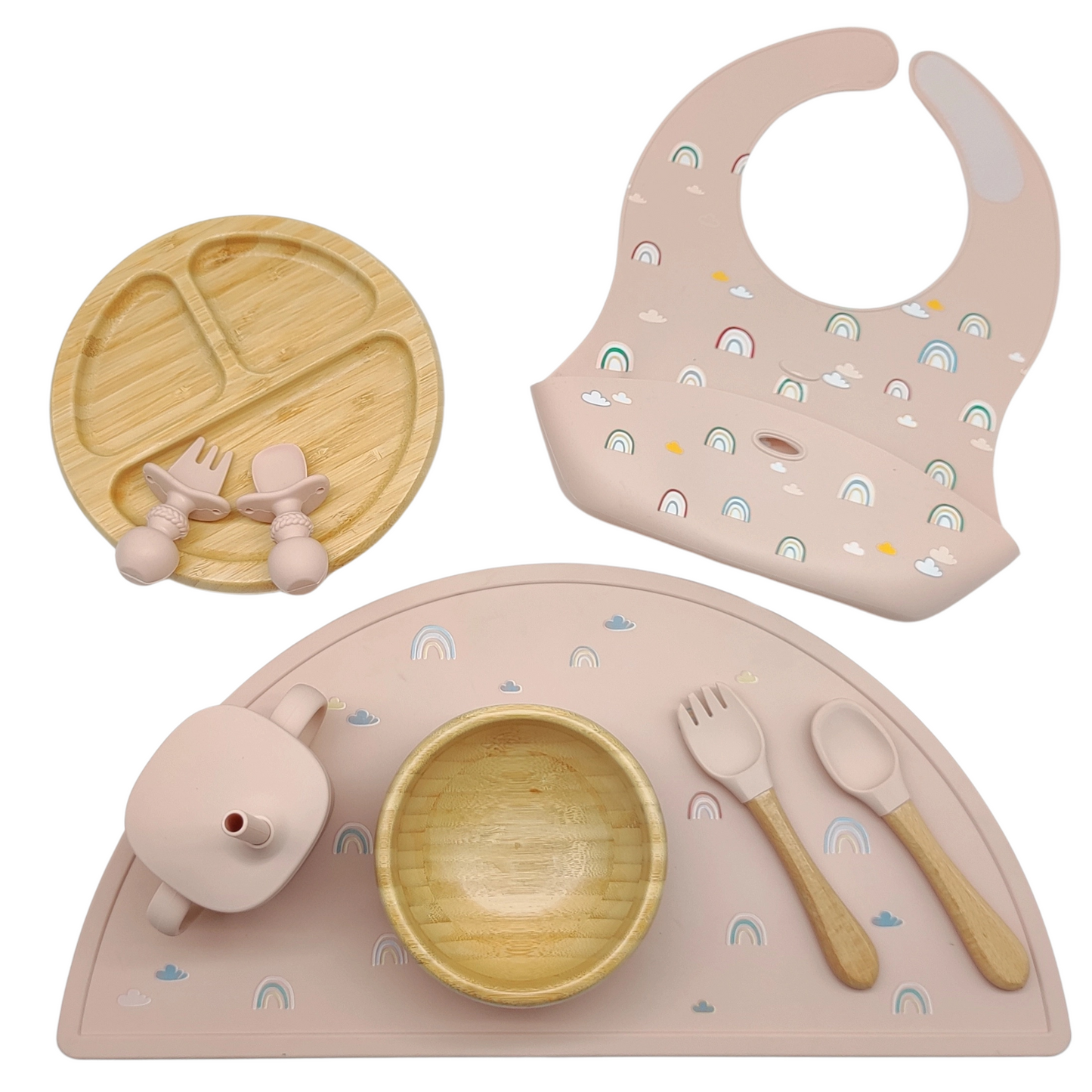 Platinum Silicone and Bamboo Feeding Set