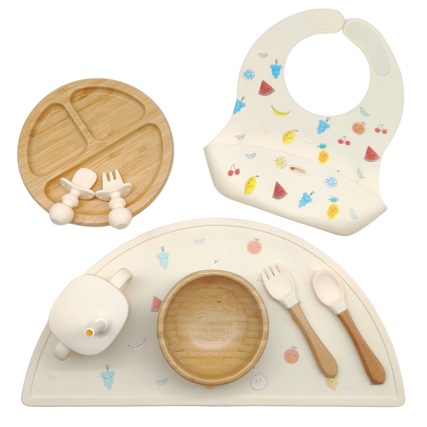 Platinum Silicone and Bamboo Feeding Set