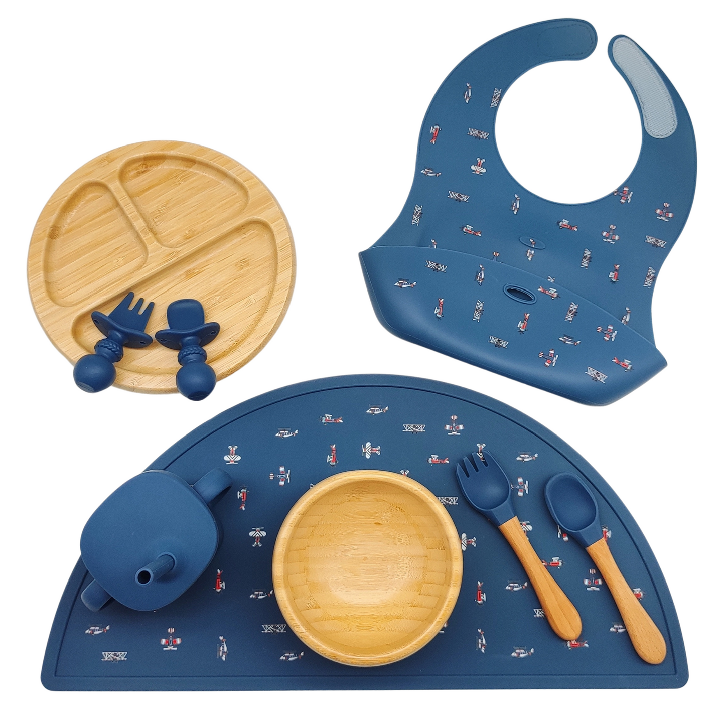 Platinum Silicone and Bamboo Feeding Set