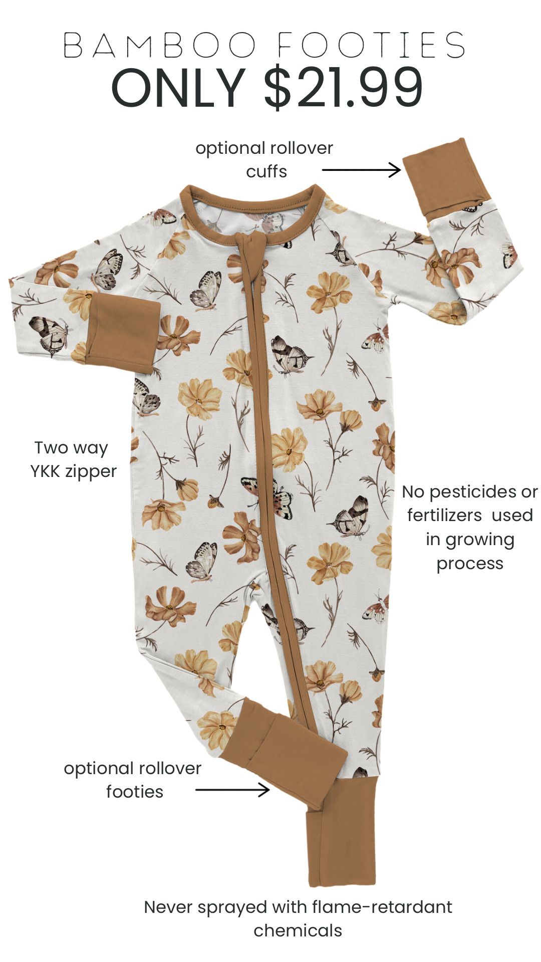 Autumn Harvest Blossoms Bamboo Footies