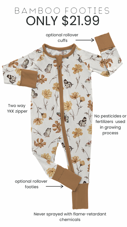 Autumn Harvest Blossoms Bamboo Footies