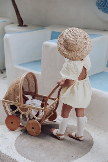 Poppy Rattan Doll Pram - SMALL