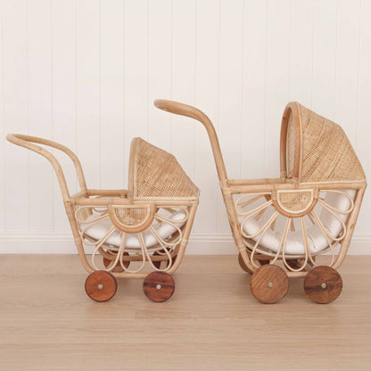 Poppy Rattan Doll Pram - SMALL